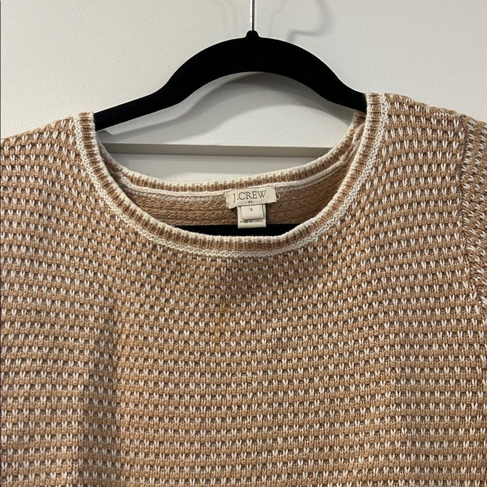 J. Crew Tan & White Knit Sweater, Size Small - Picture 2 of 11